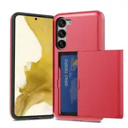 ZUSLAB Case for Galaxy S23 FE Slide Armor Card Holder Protective Shockproof Hard Back Cover For Samsung S23FE (2023) - Red