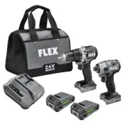 FLEX 24V Brushless Cordless 2-Tool Combo Kit: 1/2-Inch 2-Speed Drill Driver a...