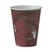 SOLO 378SI 8 oz. Paper Bistro Design Hot Drink Cups - Maroon (1000/Carton) New