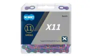 KMC X11 Aurora Blue 11-Speed Chain 1/2 x 11/128, 118L, Nickel Plated