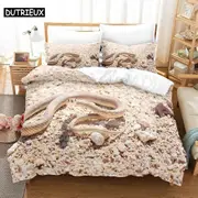 a2069 Bed Sheets Snake on the beach Digital Bedding SetDuvet Cover + 2 Pillow Shams) 2070 Pillow Shams)