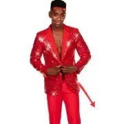 NWT Tipsy Elves Mens Sequin Blazer with Tail Devil Halloween Costume Size M Red