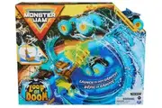 Monster Jam, Megalodon Loop of Doom Stunt Playset with Exclusive 1:64 Scale Die-Cast Monster Truck for Kids Toys for Boys Ages 3 4 5 6 and Up