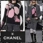 NWT CHANEL 23K Black/Pink Pullover Mixed Media Sweater F 34/US 2 $3,950