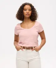 Scoop Neck Tee | Grey Pink
