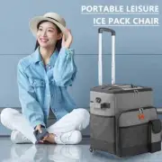 Folding Cooler Box with Pole Camping Thermal Cooler Drinks Lunch Large-Capacity