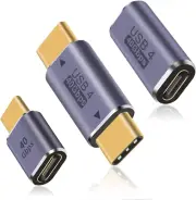 Duttek USB C Extender Adapter (3 Pack), 40Gbps USB C Coupler, USB C Male to F...
