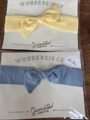 (2) Two Wunderkin Co Girls Boutique Bows ALL BRAND NEW Retro Knot Headband NWT