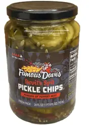 Famous Dave's Extra Hot Devil's Spit Pickle Chips 24 oz Daves