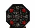 16" black Marble side Coffee corner Center Table Top inlay antique Mosaic d10