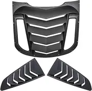 Auto Rear+Side Window Louvers Compatible for Ford Mustang 2015-2021 Windshield Sun Shade Rain Cover ABS (Matte Black)