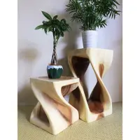 在飛比找ETMall東森購物網優惠-泰國花架花幾實木凳子創意家居裝飾品置物架木雕木墩原木換鞋矮凳