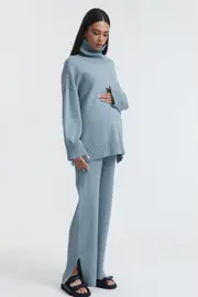Grace Split Hem Pant (Pacific Blue) - FINAL SALE