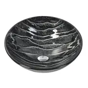 420*420*145mm Black Tempered Glass Round Above Counter Art Basin