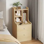 Bedside Table Bedroom Nordic Light Wood Grain 2 Drawers Metal Slides 47x39x70cm