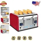 Red Stainless Steel Toaster with 6 Shade Settings - Perfect for Bagels