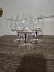 orrefors intermezzo blue teardrop wine glasses (3)/cobalt blue within stem