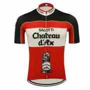 Mens Retro Chateau d'Ax Cycling Jersey Bicycle Jersey Cycling Shirt Cycling Tops