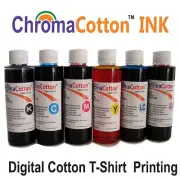 6 COLOR BOTTLES ChromaCotton INK REFILL Inkjet Printer X COTTON T-SHIRT 750ml