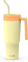 koodee 1180ML Tumbler with Straw and Lid Vacuum Insulated Stainless Steel Coffee Tumbler Cup with Handle for Women and Men, Leak Proof (40oz Light Yellow)