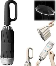 [Generic] Moderobot Ring Buckle Umbrella, Reflective Safety Strip, Sturdy Windproof, Travel Portable, Moderobot Umbrella, Portable Reversible Travel Folding Umbrellas, Compact Small Travel Umbrella