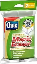 Chux Magic Eraser Bathroom Cleaning Pad with Drying Chamois Layer, Eliminates Soap Scum, 2 Count
