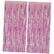 Streamers Fringe Backdrop Tinsel Foil Fringe Curtains Wavy Backdrop 2 Pack Pink