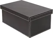 OSCO Brown Faux Leather DVD BOX | Holds 26 DVDs | Shoe Storage | Stackable | Blue Ray | CDs | VHS | 38.5L x 23W x 15H cm