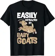 [VidiAmazing] Easily Distracted by Baby Goats Cute Baby Goat Animal Lover ds120 T-Shirt