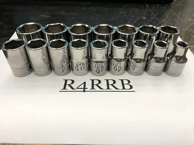 Snap-on Tools NEW 16pc 1/2" Drive 10mm-25mm METRIC 6pt Shallow Socket BONUS Set