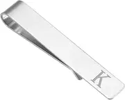 [uxcell] Initial Tie Clip for Men, Stainless Steel Letter K Alphabet Necktie Bar Pinch Clips 26 Letters A-Z with Gift Box for Regular Ties Wedding Father's Day, Silver Tone