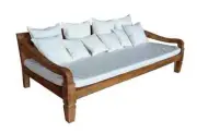 ALBERTO LARGE DAY BED RECYCLED TEAK & HARDWOOD FRAME CUSHION UPHOLSTERY