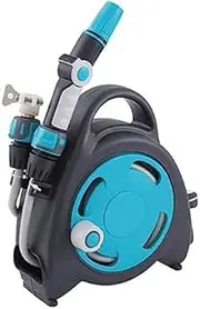 Hose Pipe Holder Small Portable Garden Hose Reel Cart, Household Watering Car Washing Tools, Water Pipe Organizer Hose Holder Set, with 15M/50Ft Hose and 3 Pattern N,Bigblue Mug