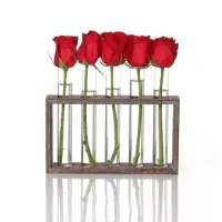 在飛比找momo購物網優惠-【JEN】簡約創意木架玻璃試管花架花瓶花器桌面擺飾居家裝飾(