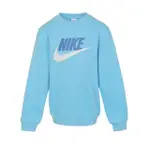 【NIKE 耐吉】上衣 男童 女童 大童 長袖上衣 大學T 運動 K NSW CLUB FLC CREW LS HBR 藍 FD2992-407