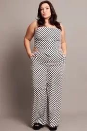 White Stripe Stripe Scarf Cami Crop Top