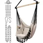 KOMOREBI Hammock Chair - Ivory Black - 60" x 47" - Hanging Rope Swing for Ind...