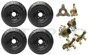 YC Yier 4pcs 13x5.00-6 Tire and Wheel Rim Assembly 13x5-6 Lawn Mower Tire 6" Complete Go Kart Wheels Tire Tubeless & Front Steering Spindle 3 Stud Hubs +23T Rear Axle Hub for ATV Quad Buggy 4 Wheeler