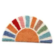 Boho Bathroom Rugs Cute Half Circle Bath Mat 16x30 Inch, Soft and Absorbent