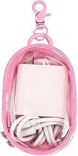 Linsaner Portable Multi-Function Storage Box - Transparent, Organizes Data Cables, Earphones, Chargers, Keys, Change (Pink)