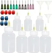 30pcs Needle Tip Glue Bottles Applicator Set, 30ml 50ml 100ml Plastic Squeeze Dropper Bottles with 8 Caps and 12 Blunt Needle Tips for Craft Art Project,Glue Applications,Paint Quilling Craft and Oil.