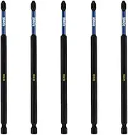 5 x Rennie Tools 150mm Long PZ2 Impact Screwdriver Driver Bits Set. Heavy Duty PoziDriv POZI No.2 Magnetic Screwdriver Bit Set. PZ2 Impact Driver Bits Pozidrive Screw Accessories. Black Oxide Coated