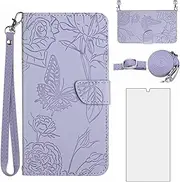 [Asuwish] Mobile Phone Case for Samsung Galaxy S24 Ultra 5G Case with Strap, Screen Protector, Card Slot, Foldable Leather Wallet Stand S24Ultra 24S S 24 24Ultra Cases Mandala Protective Phone Case