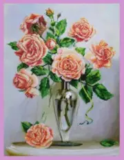 Bead embroidery kit Roses on a marble table hand embroidery needlework kit