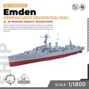 1/1800 Military Model Kit German Emden Light Cruiser Full Hull