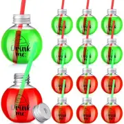 24 Pcs Christmas Booze Ball Cups Reusable Light Bulb Cups for Holiday Parties