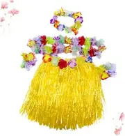 BELLIFFY Set Luau Party Skirt Artificial Garland Tropical Hula Dance Skirt Faux Garland Hawaii Party Supplies Costume Simulation Hula Skirt Hula Skirt Costume Accessory Kit