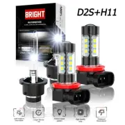 D2S HID Xenon Headlight + H11 Fog Light Bulb For Mitsubishi Lancer 2009-2017