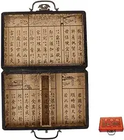 CHILDWEET Traditional Chinese Mahjong Box Wooden Set Organiser Storage for Home Travel