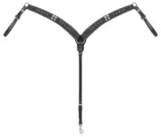 Western Black Leather Set of Headstall and Breast Collar with Spots
